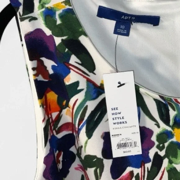 APT 9 Floral Sheath Dress Garden Party Wedding Easter Career Spring-Size 10 - Picture 9 of 9